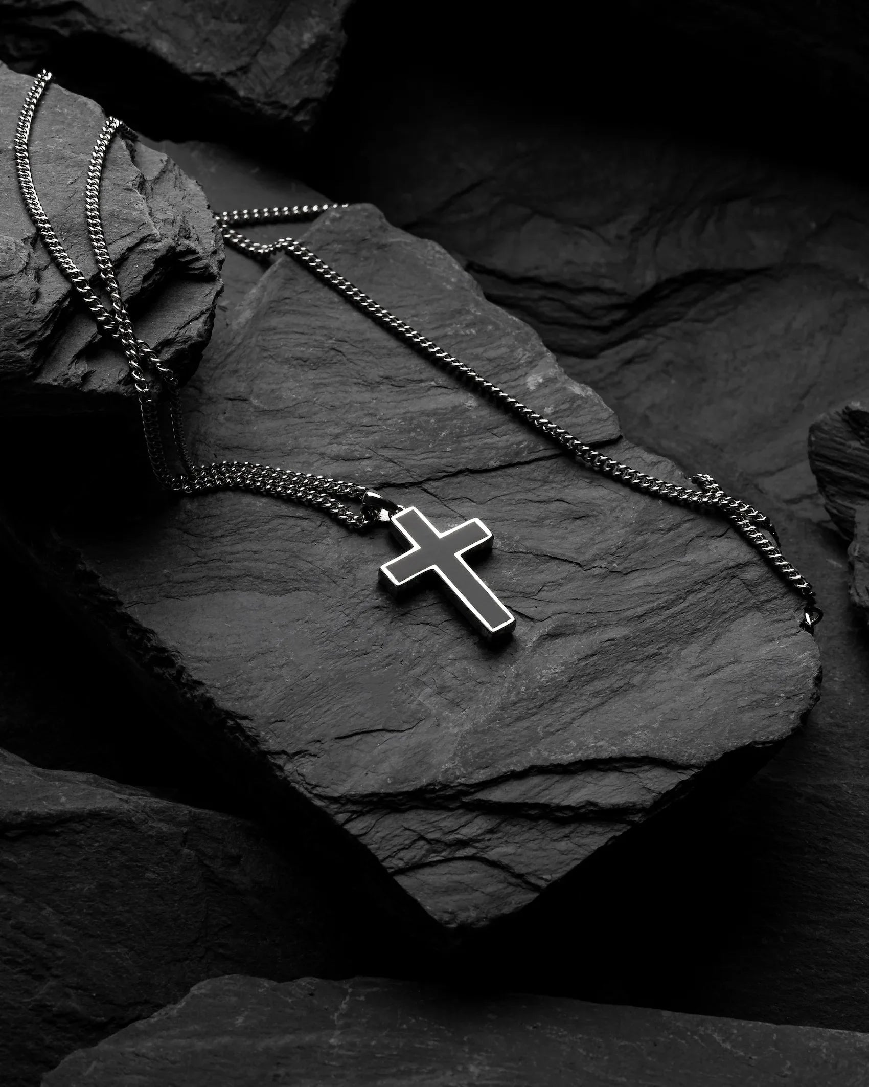 Stone Cross Pendant - Black Onyx fine designer jewelry for men and women