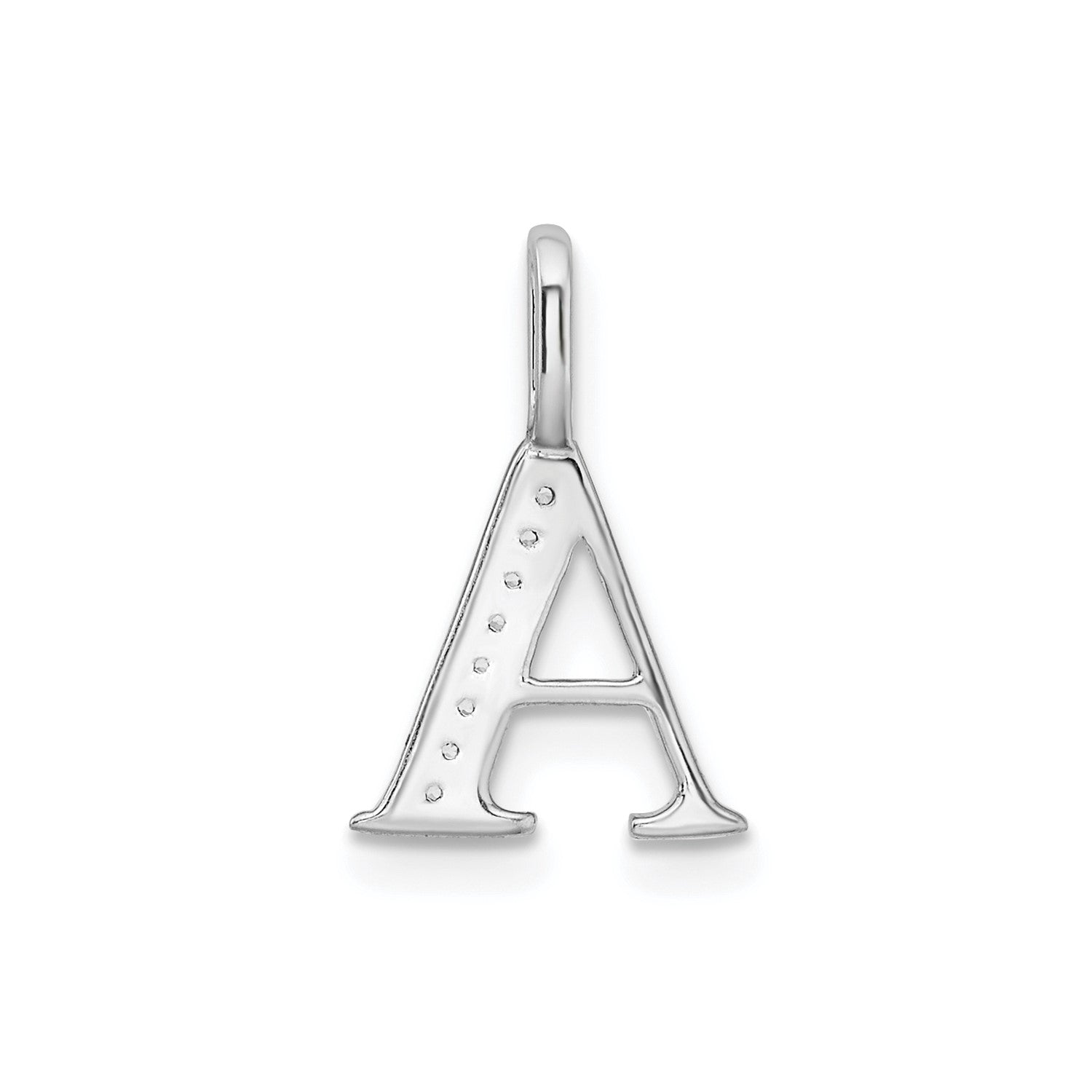 14k White Gold Diamond Block Font Letter Initial Pendant, 15x10mm