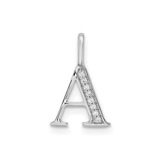 14k White Gold Diamond Block Font Letter Initial Pendant, 15x10mm