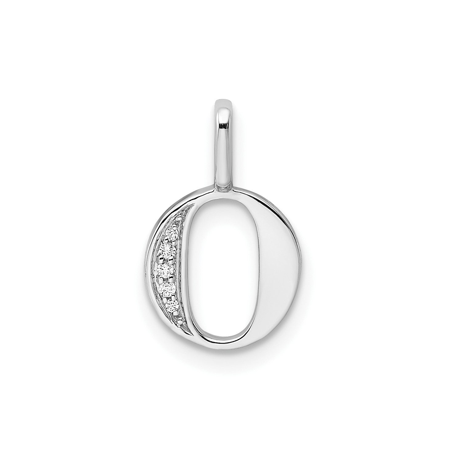 14k White Gold Diamond Block Font Letter Initial Pendant, 15x10mm