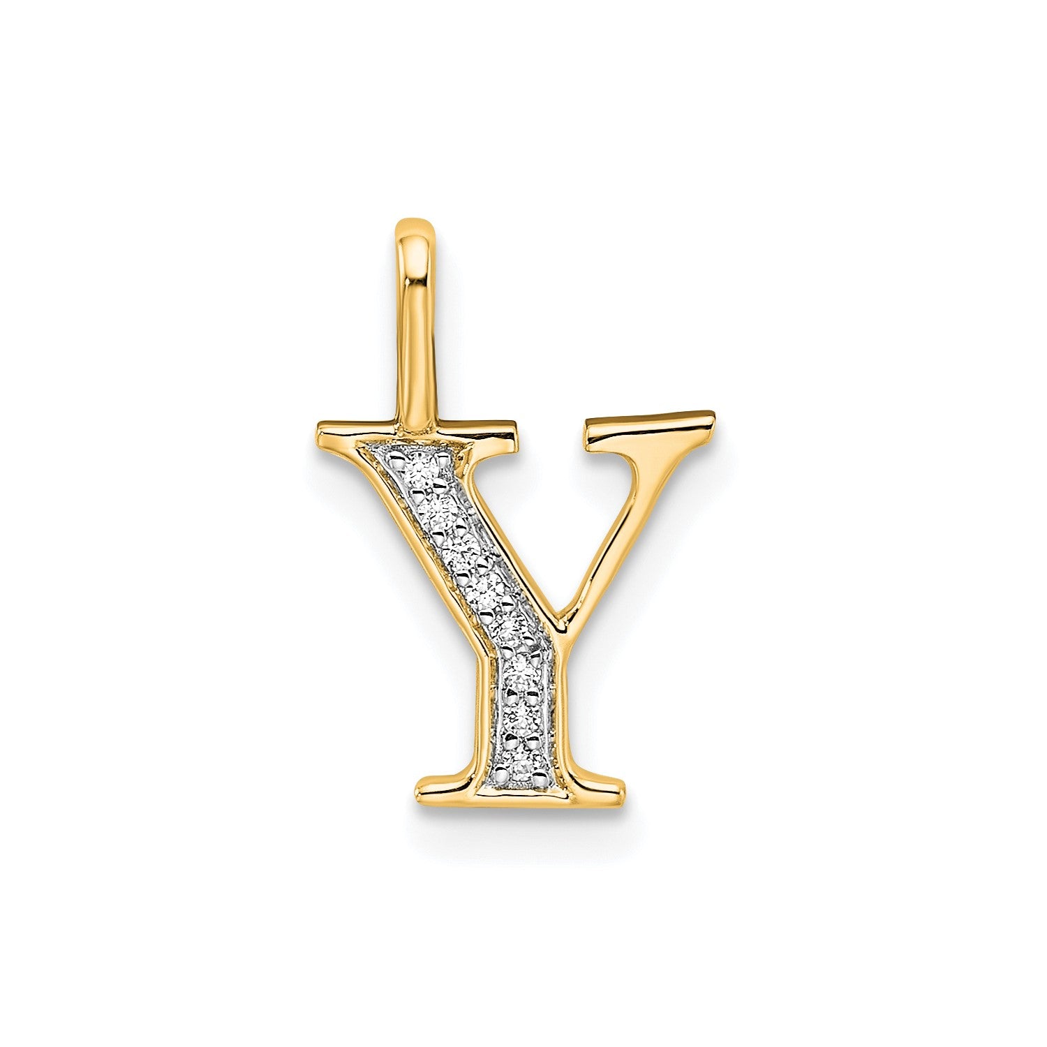 14K Yellow Gold Initial Monogram Letter Diamond Pendant fine designer jewelry for men and women