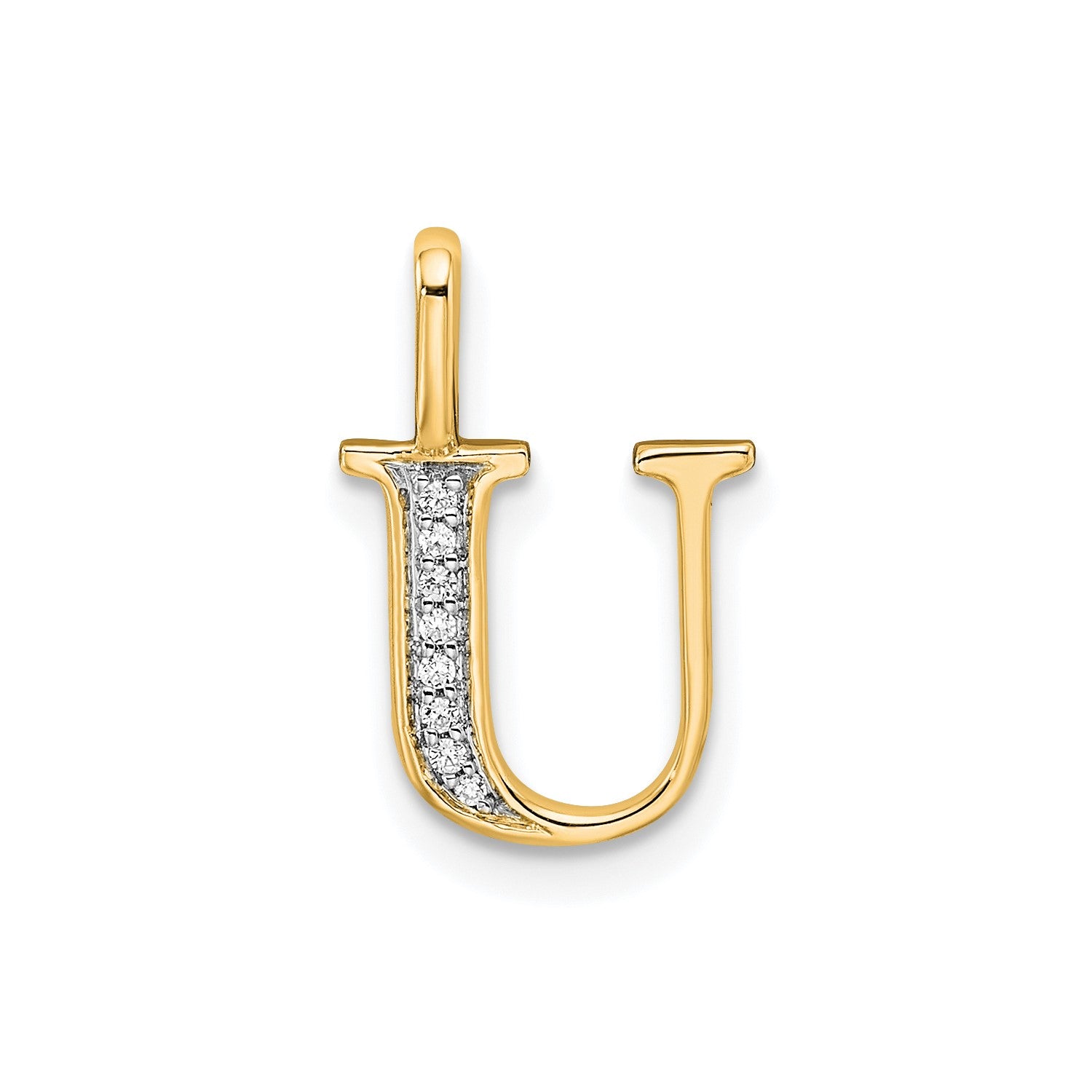 14K Yellow Gold Initial Monogram Letter Diamond Pendant fine designer jewelry for men and women