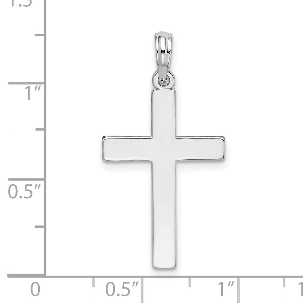 Sterling Silver Rhodium Plated High Polished Flat Latin Cross Pendant,24x16mm fine designer jewelry for men and women