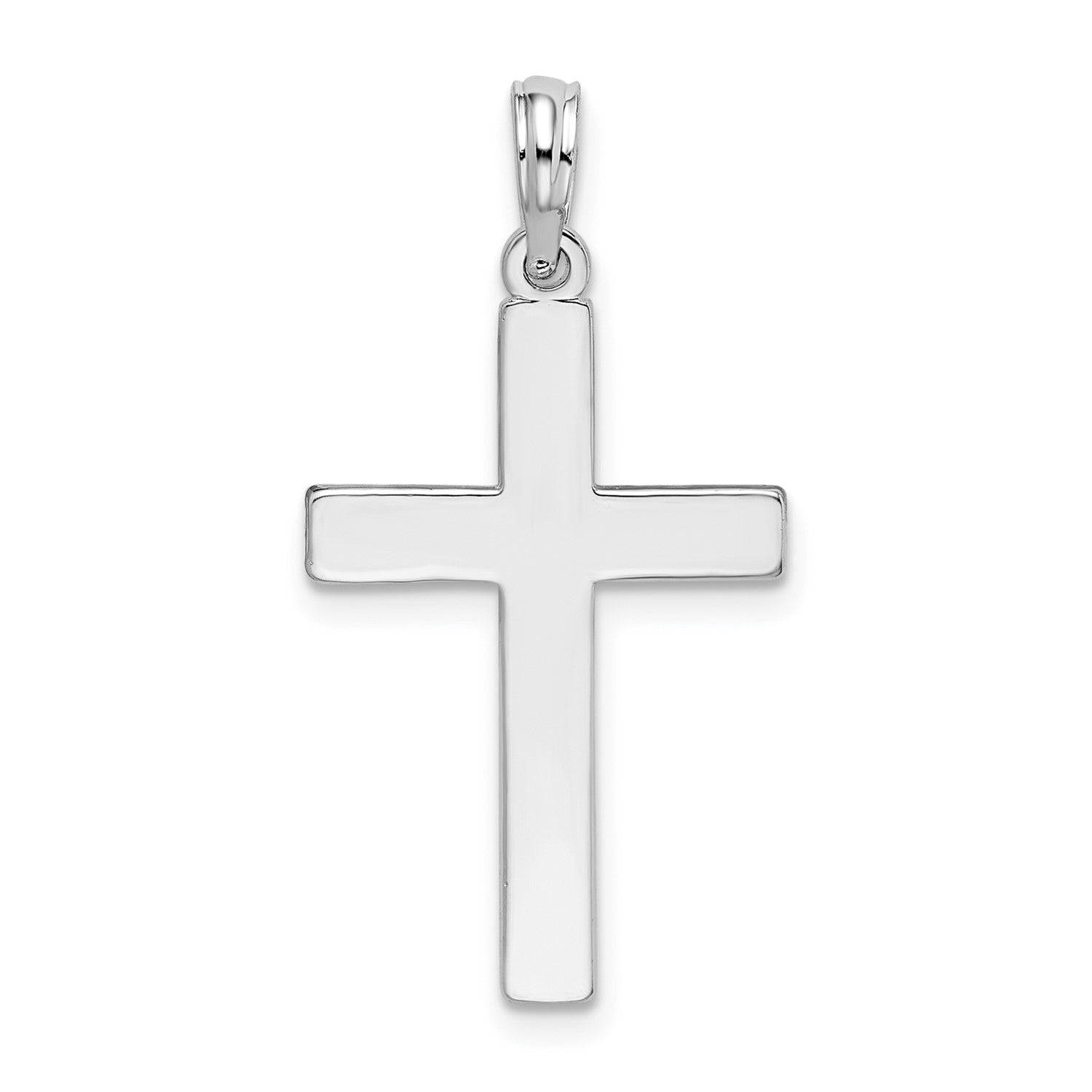 Sterling Silver Rhodium Plated High Polished Flat Latin Cross Pendant,24x16mm fine designer jewelry for men and women