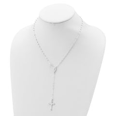 Jewelry Affairs Sterling Silver Religious Rosary Necklace, 18 inch, Beaded Chain with Cross