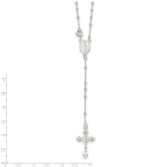 Jewelry Affairs Sterling Silver Religious Rosary Necklace, 18 inch, Beaded Chain with Cross