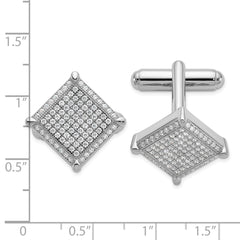 Brilliant Embers Sterling Silver Rhodium-plated 192 Stone Micro Pav‚ CZ Cufflinks fine designer jewelry for men and women