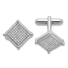 Brilliant Embers Sterling Silver Rhodium-plated 192 Stone Micro Pav‚ CZ Cufflinks fine designer jewelry for men and women