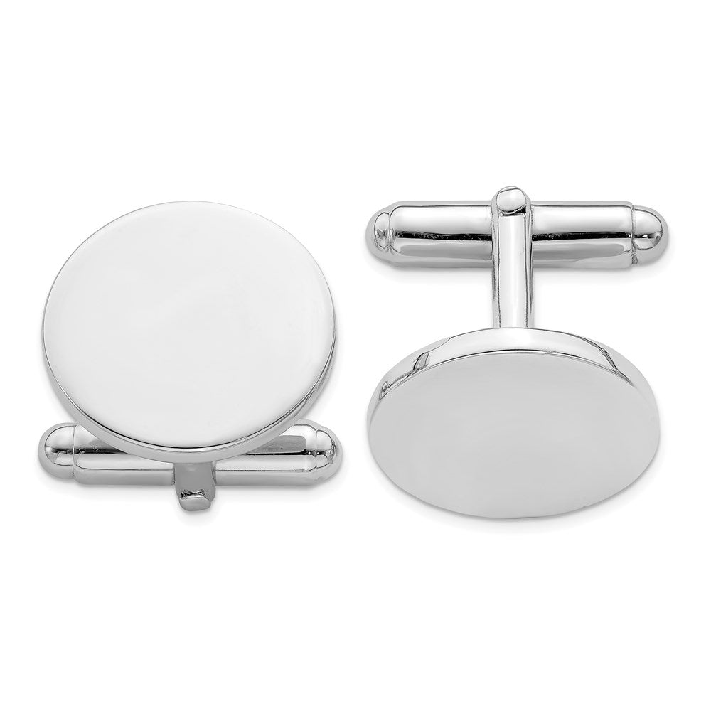 Sterling Silver Rhodium Plated Round Cuff Links fine designer jewelry for men and women