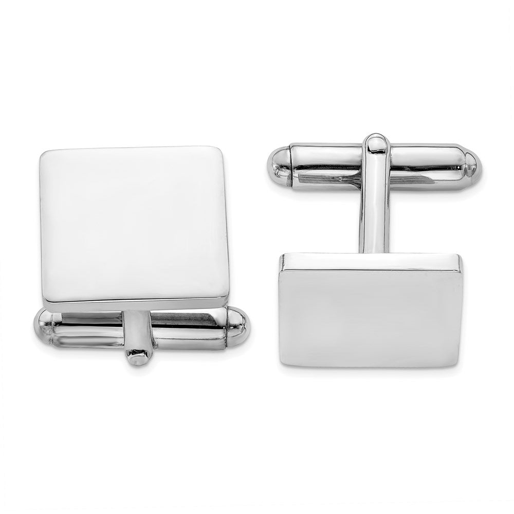 Sterling Silver Rhodium Plated Square Cuff Links fine designer jewelry for men and women