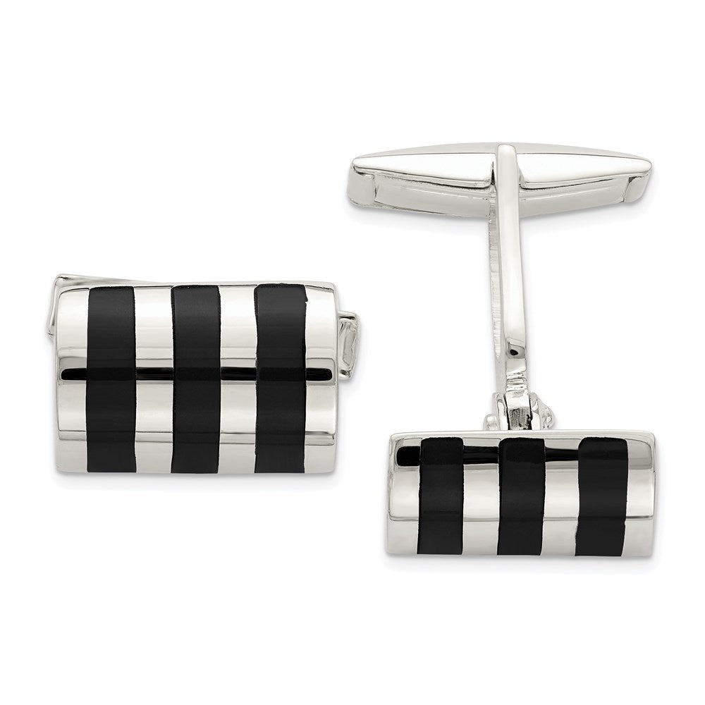 Sterling Silver Onyx Cufflinks fine designer jewelry for men and women