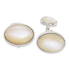 Sterling Silver Oval Mother of Pearl Cuff Links fine designer jewelry for men and women