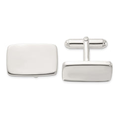 Sterling Silver Rhodium-plated Polished Rectangle Cuff Links fine designer jewelry for men and women