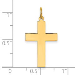 14k Yellow Gold High Polish Cross Pendant, 1 x 0.5 inches fine designer jewelry for men and women