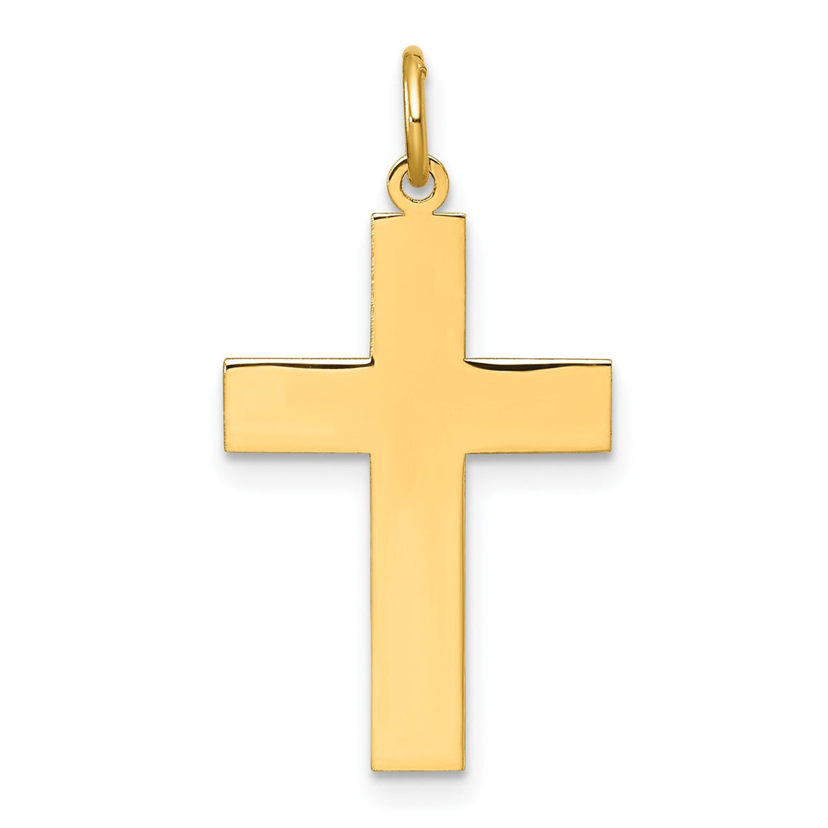 14k Yellow Gold High Polish Cross Pendant, 1 x 0.5 inches fine designer jewelry for men and women