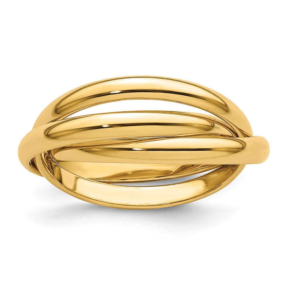 14K Yellow Solid Gold Trinity Rolling Ring fine designer jewelry for men and women