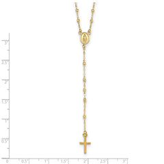 14k Yellow Gold High Polished Rosary Pendant Necklace, 17" to 20" Adjustable fine designer jewelry for men and women