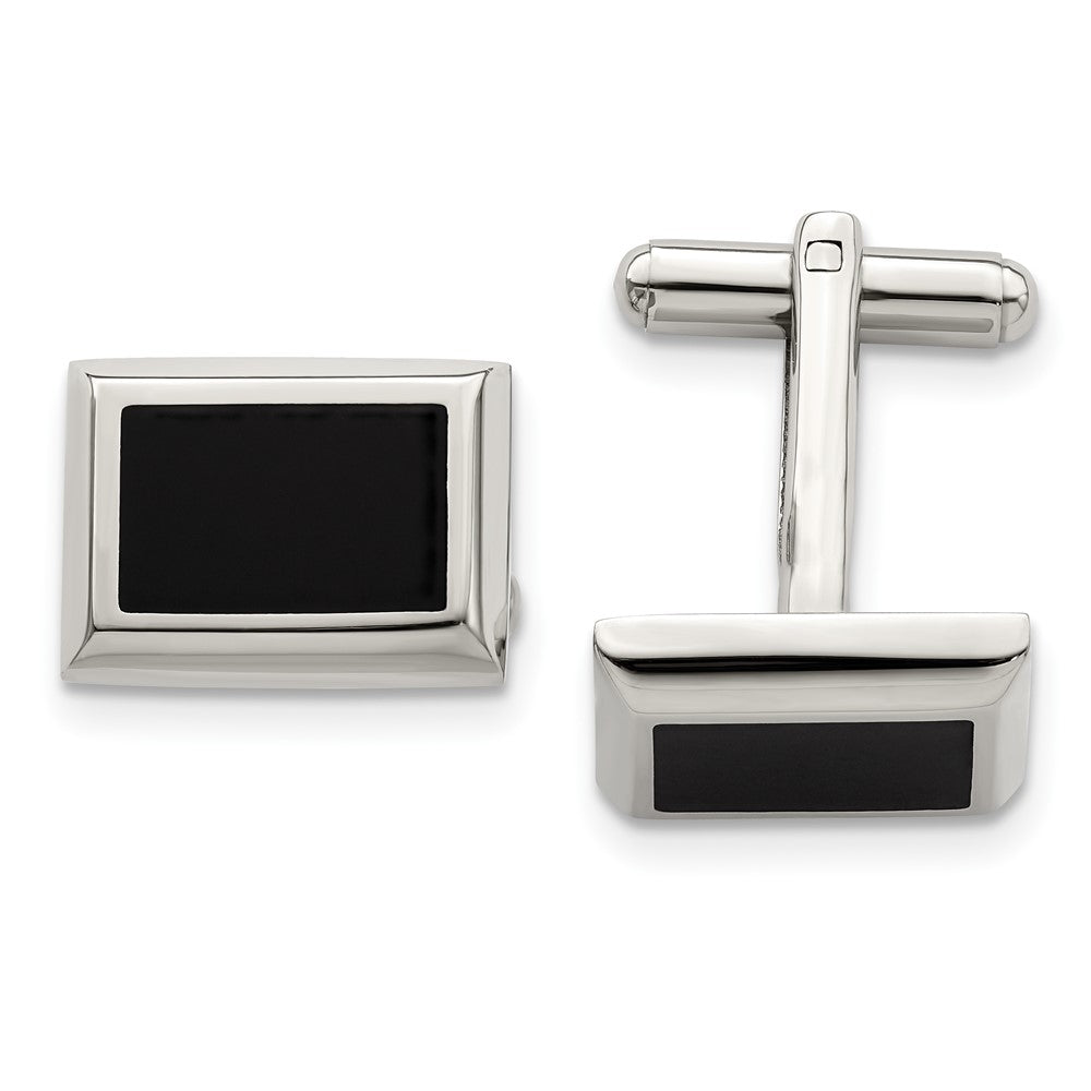 Chisel Stainless Steel Polished Black IP-Plated Rectangle Cufflinks fine designer jewelry for men and women