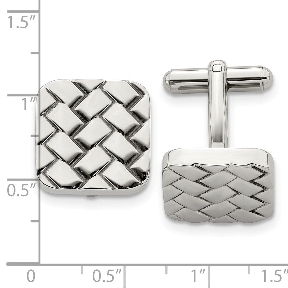 Chisel Stainless Steel Polished Weave Design Cufflinks fine designer jewelry for men and women