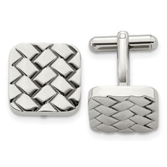 Chisel Stainless Steel Polished Weave Design Cufflinks fine designer jewelry for men and women