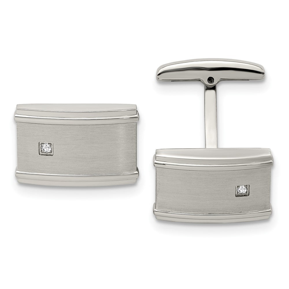 Chisel Stainless Steel Brushed and Polished CZ Cufflinks fine designer jewelry for men and women