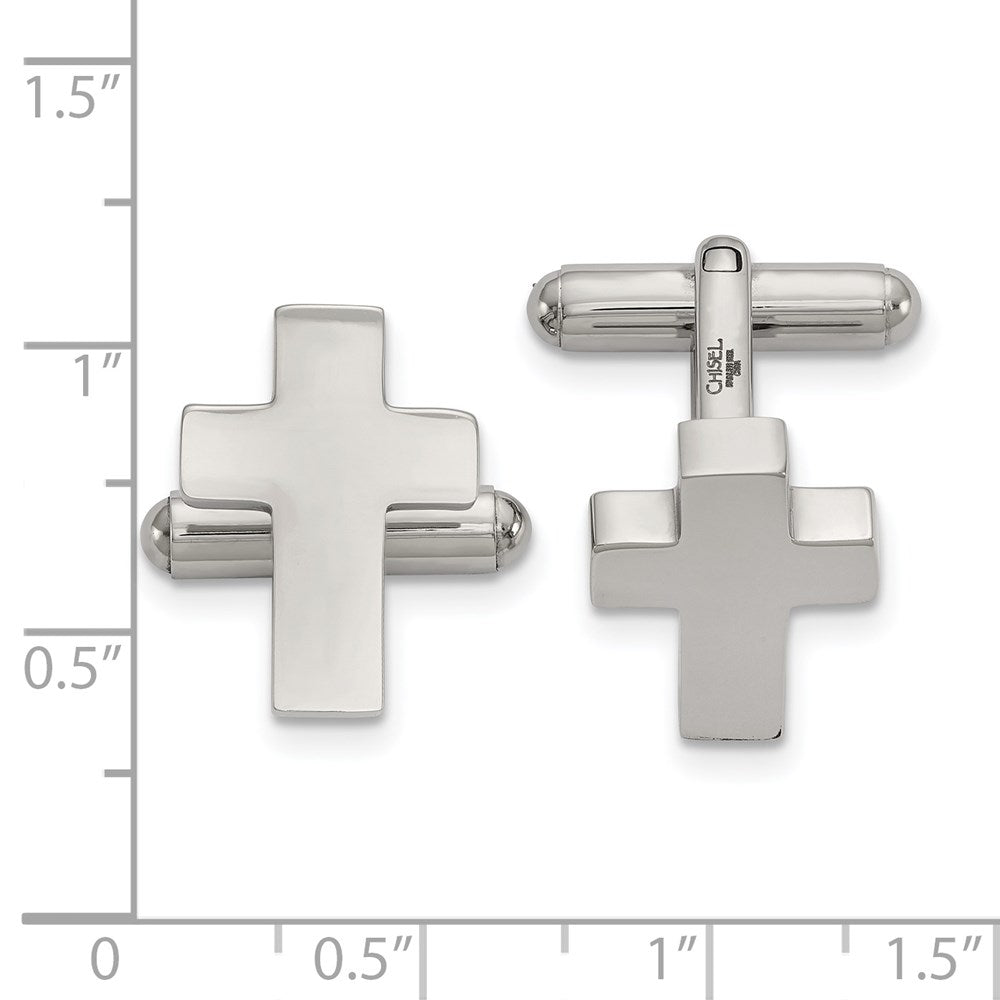 Chisel Stainless Steel Polished Cross Cufflinks fine designer jewelry for men and women