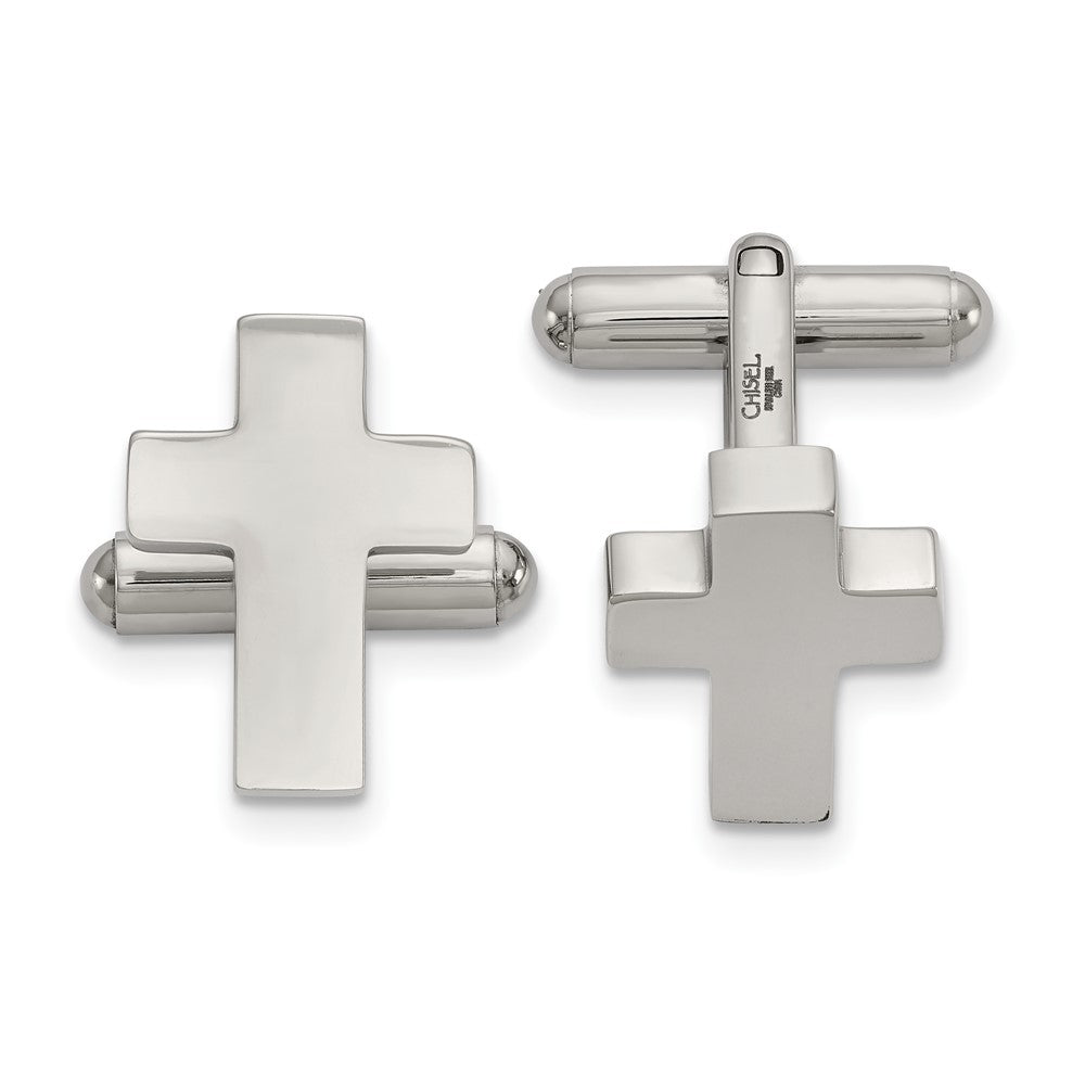 Chisel Stainless Steel Polished Cross Cufflinks fine designer jewelry for men and women