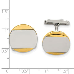 Chisel Stainless Steel Polished Yellow IP-Plated Circle Cufflinks fine designer jewelry for men and women