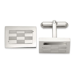 Chisel Stainless Steel Polished and Laser-cut Checkered Cuff Links fine designer jewelry for men and women