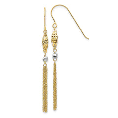 14k Two-tone Yellow Gold Bead and Chain Dangle Earrings, 55mm fine designer jewelry for men and women