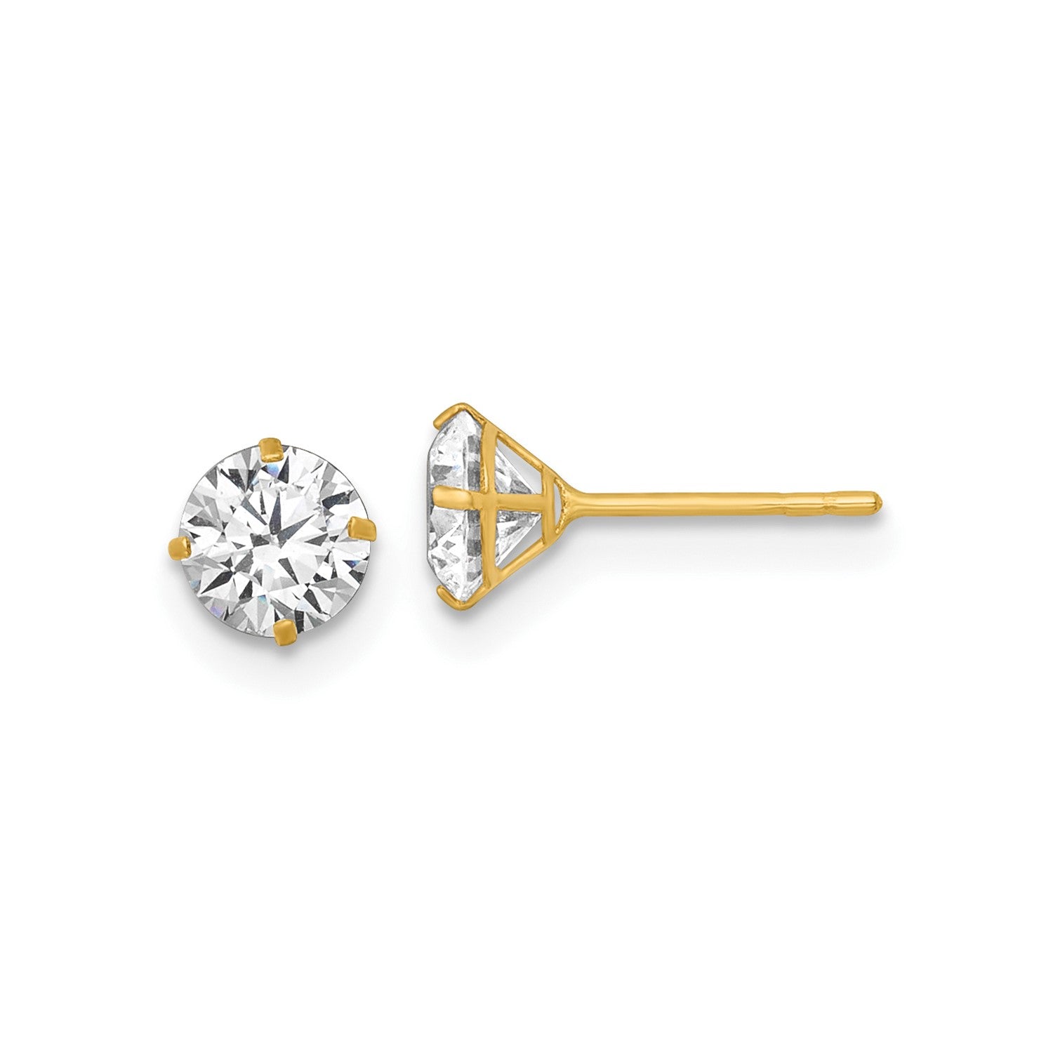 14k Polished 5mm CZ Stud Post Earrings fine designer jewelry for men and women