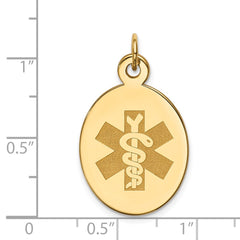 14k Yellow Gold Medical Alert Oval Pendant, 26x16mm fine designer jewelry for men and women