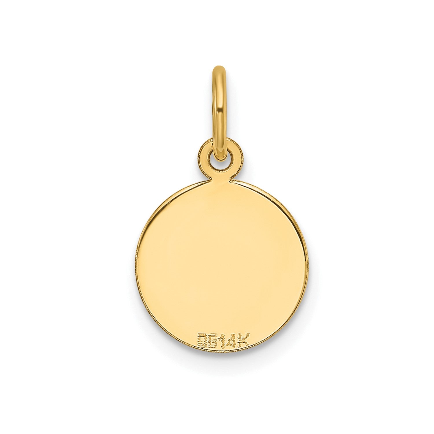 14k Yellow Gold Round Engravable Disc Charm Pendant, 11mm fine designer jewelry for men and women