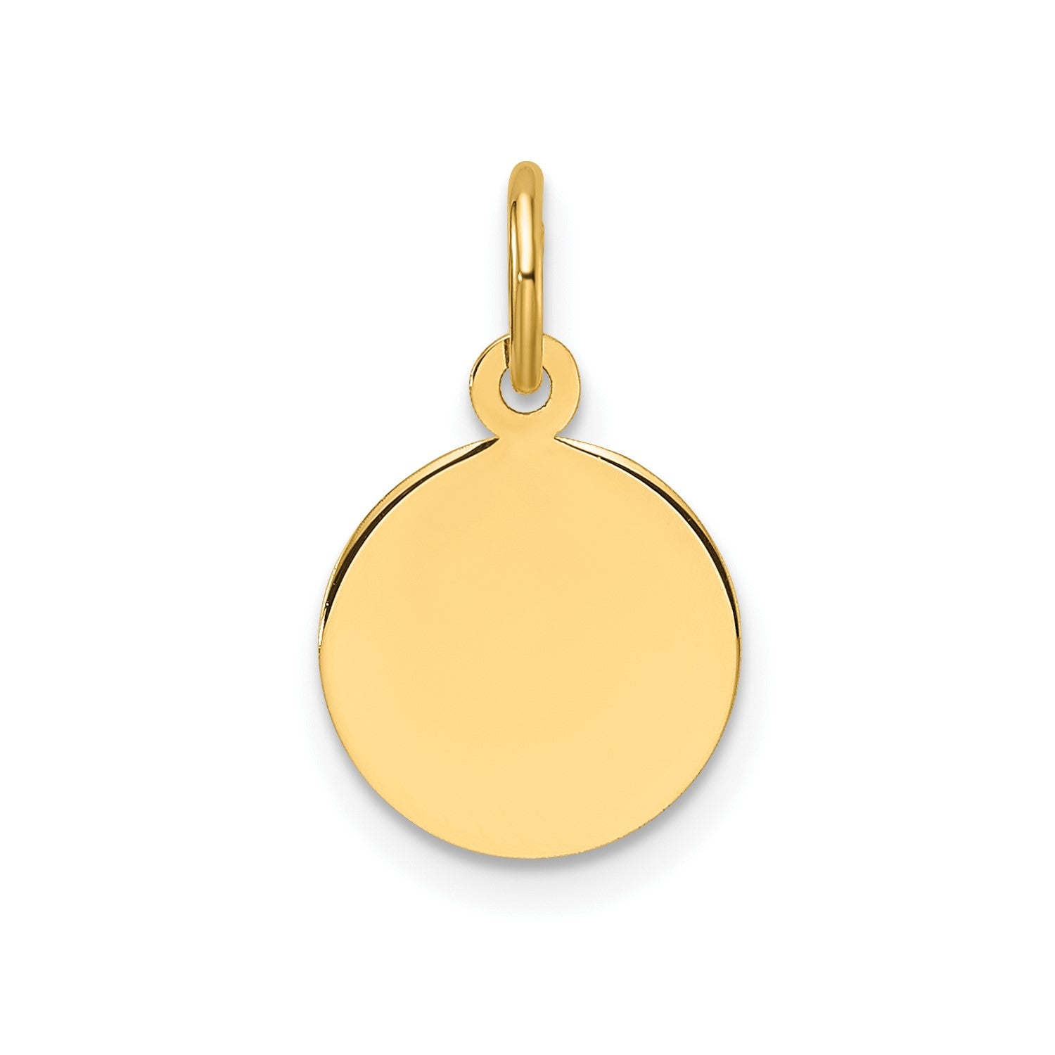 14k Yellow Gold Round Engravable Disc Charm Pendant, 11mm fine designer jewelry for men and women