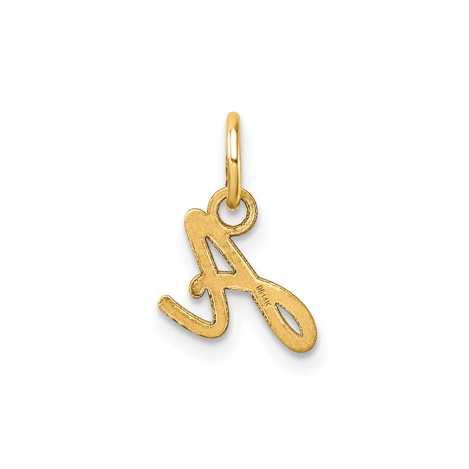 14k Yellow Gold Script Initial Charm Pendant, 14mm fine designer jewelry for men and women