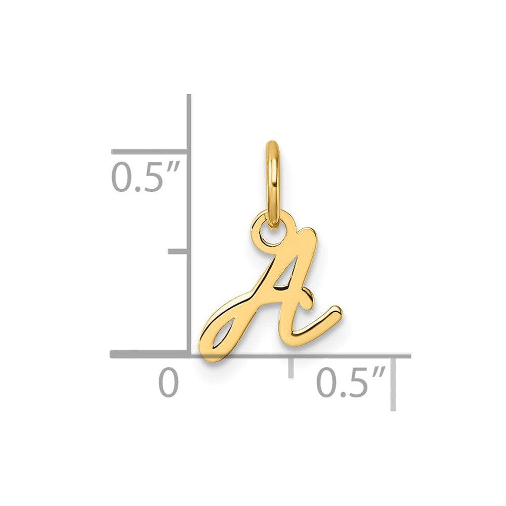 14k Yellow Gold Script Initial Charm Pendant, 14mm fine designer jewelry for men and women