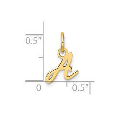 14k Yellow Gold Script Initial Charm Pendant, 14mm fine designer jewelry for men and women