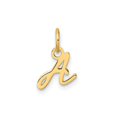 14k Yellow Gold Script Initial Charm Pendant, 14mm fine designer jewelry for men and women