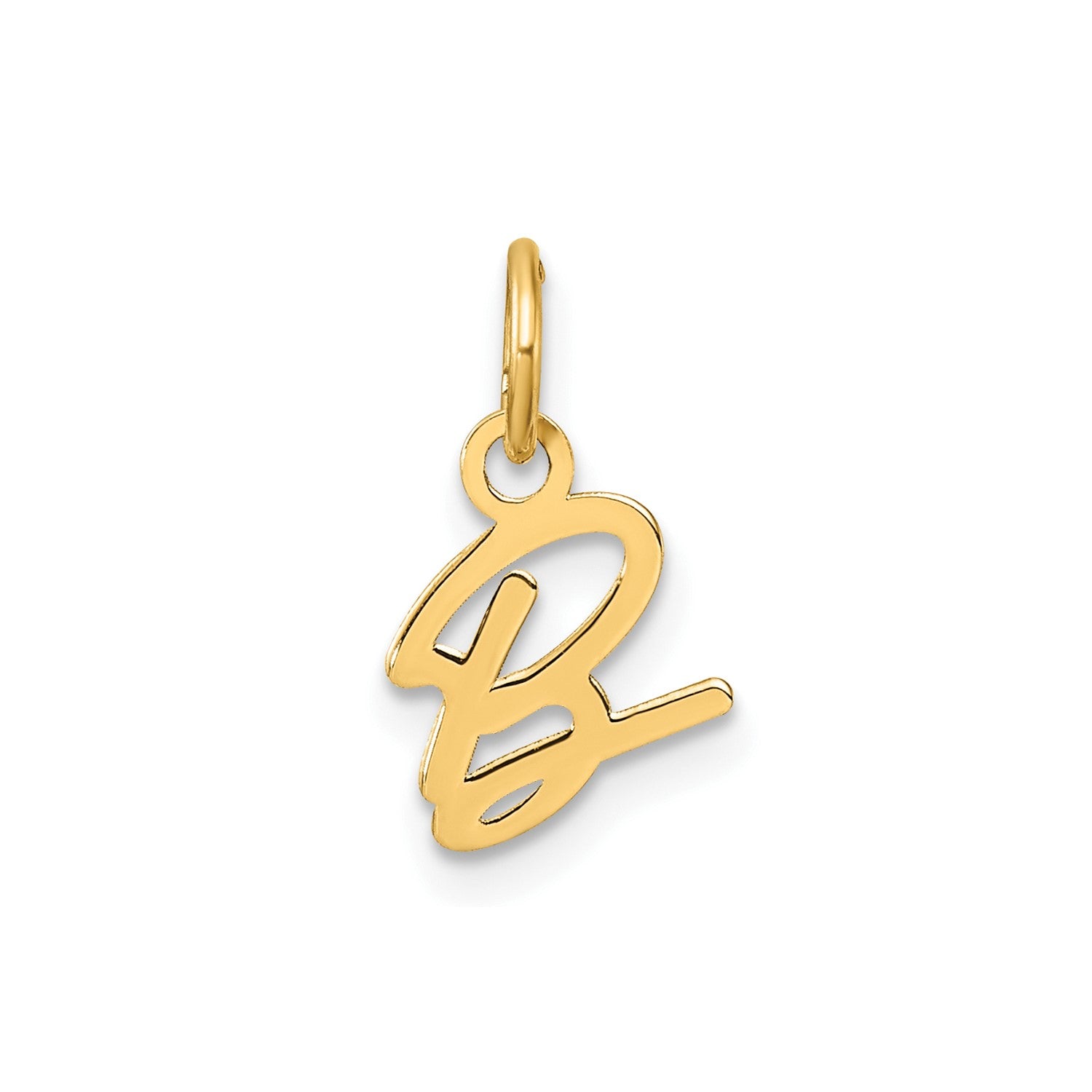 14k Yellow Gold Script Initial Charm Pendant, 14mm fine designer jewelry for men and women