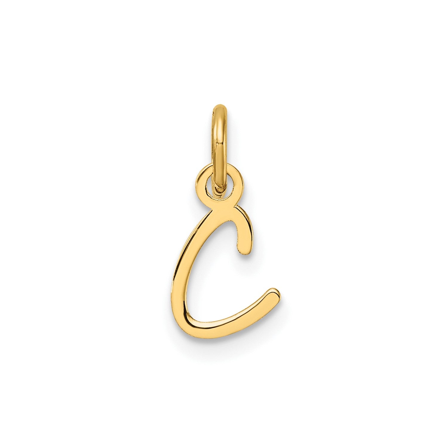 14k Yellow Gold Script Initial Charm Pendant, 14mm fine designer jewelry for men and women