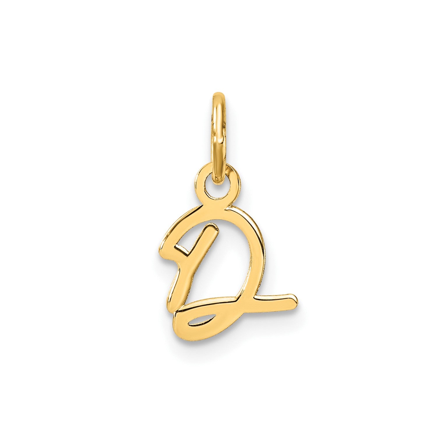 14k Yellow Gold Script Initial Charm Pendant, 14mm fine designer jewelry for men and women