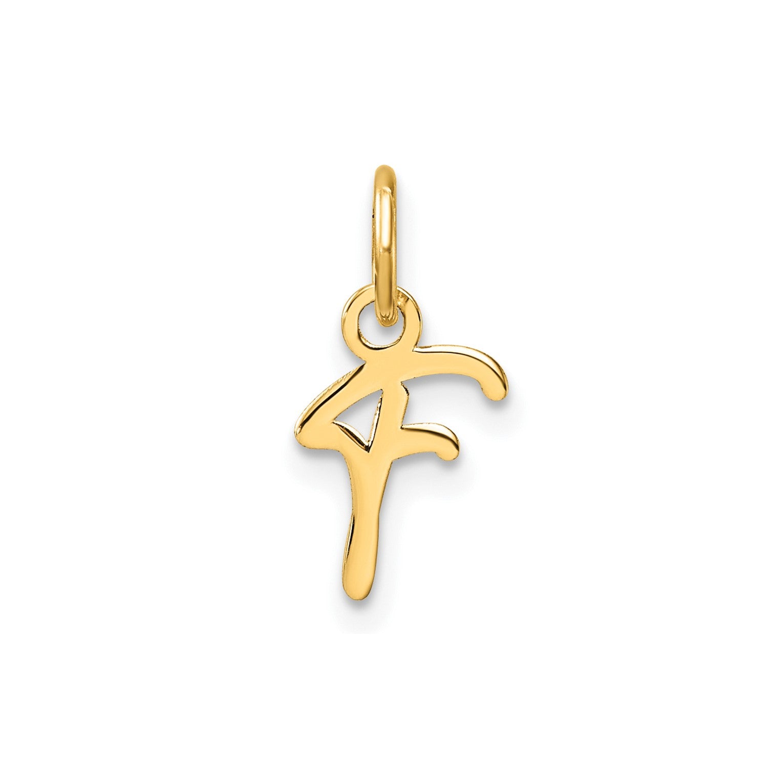 14k Yellow Gold Script Initial Charm Pendant, 14mm fine designer jewelry for men and women