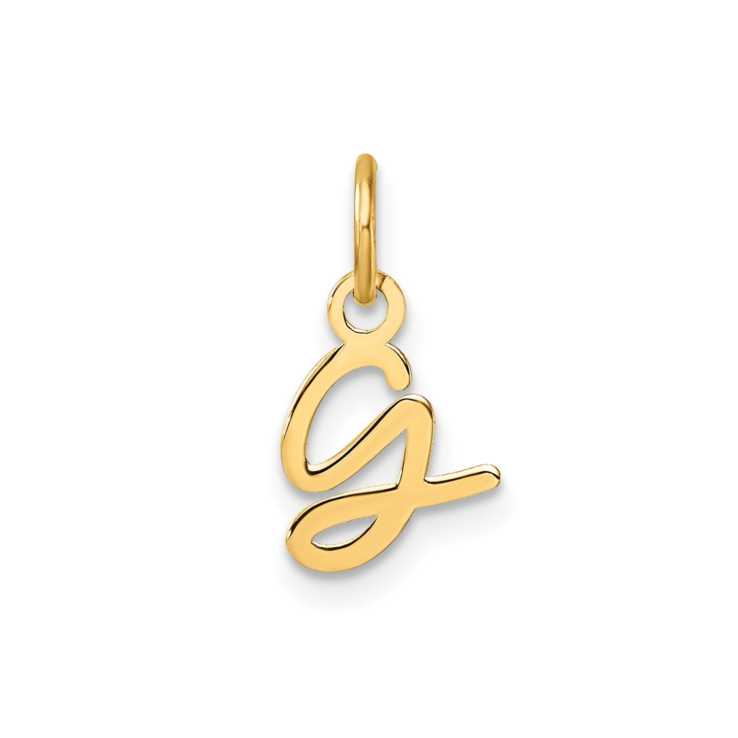 14k Yellow Gold Script Initial Charm Pendant, 14mm fine designer jewelry for men and women