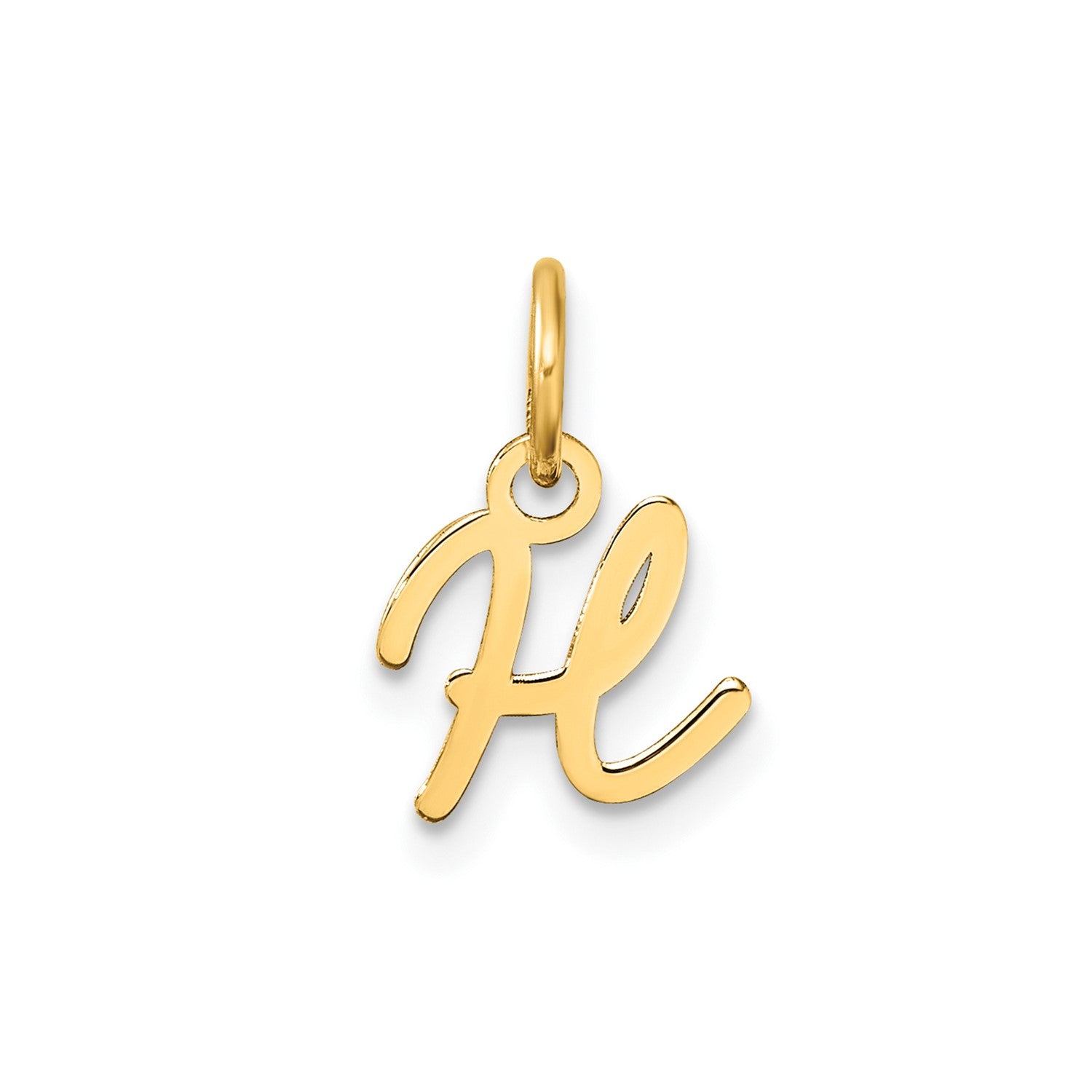 14k Yellow Gold Script Initial Charm Pendant, 14mm fine designer jewelry for men and women