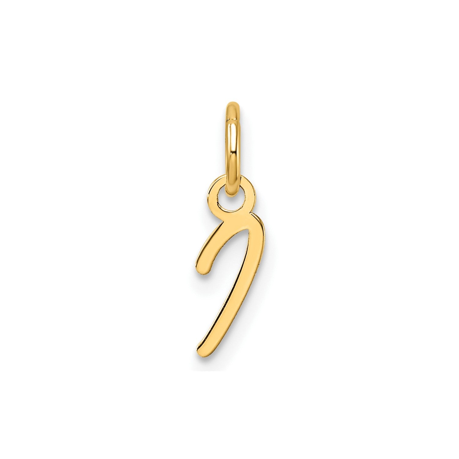 14k Yellow Gold Script Initial Charm Pendant, 14mm fine designer jewelry for men and women