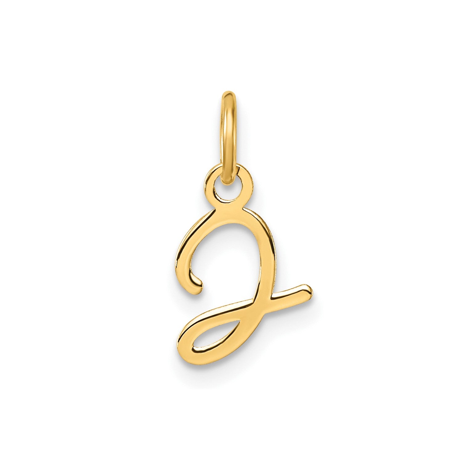 14k Yellow Gold Script Initial Charm Pendant, 14mm fine designer jewelry for men and women