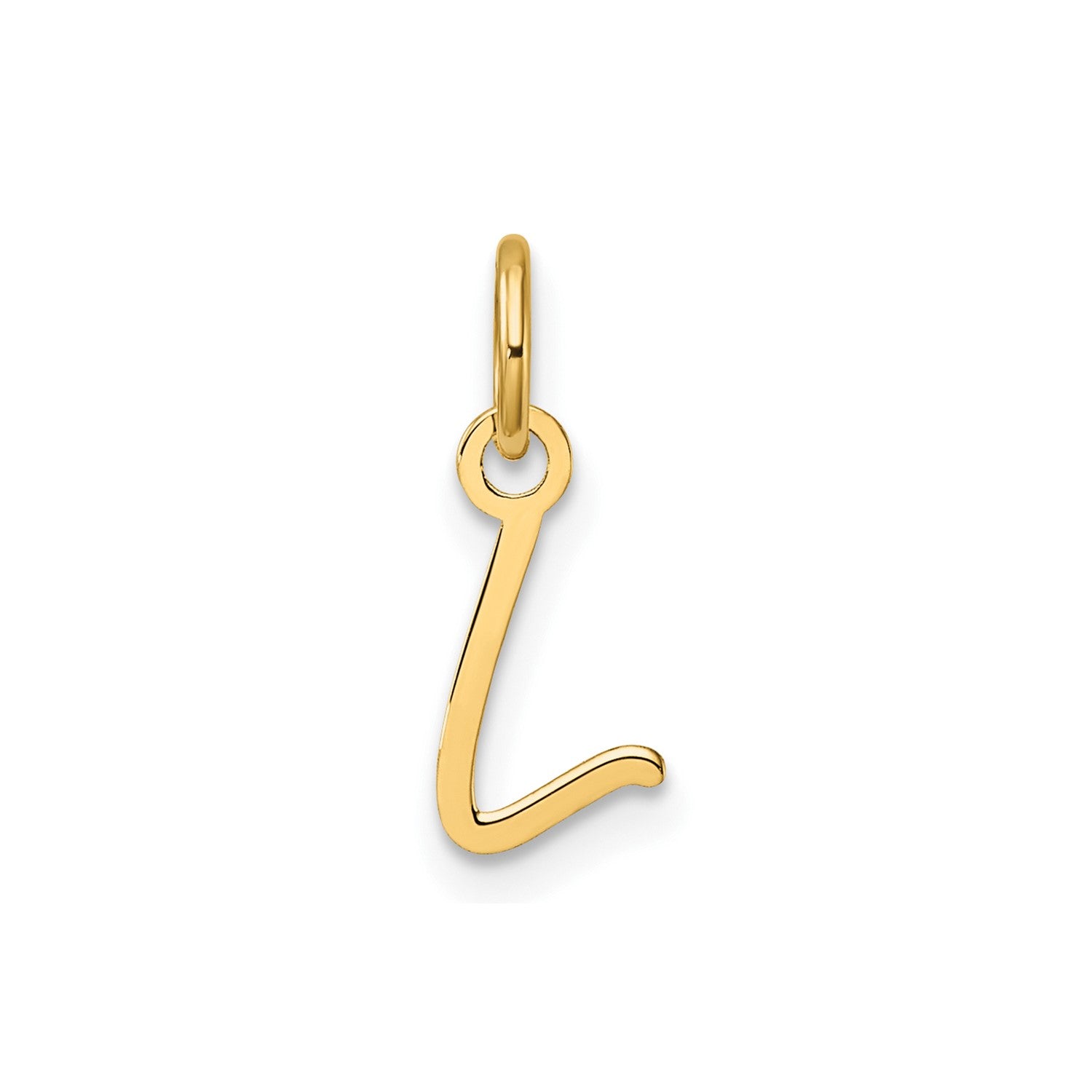 14k Yellow Gold Script Initial Charm Pendant, 14mm fine designer jewelry for men and women