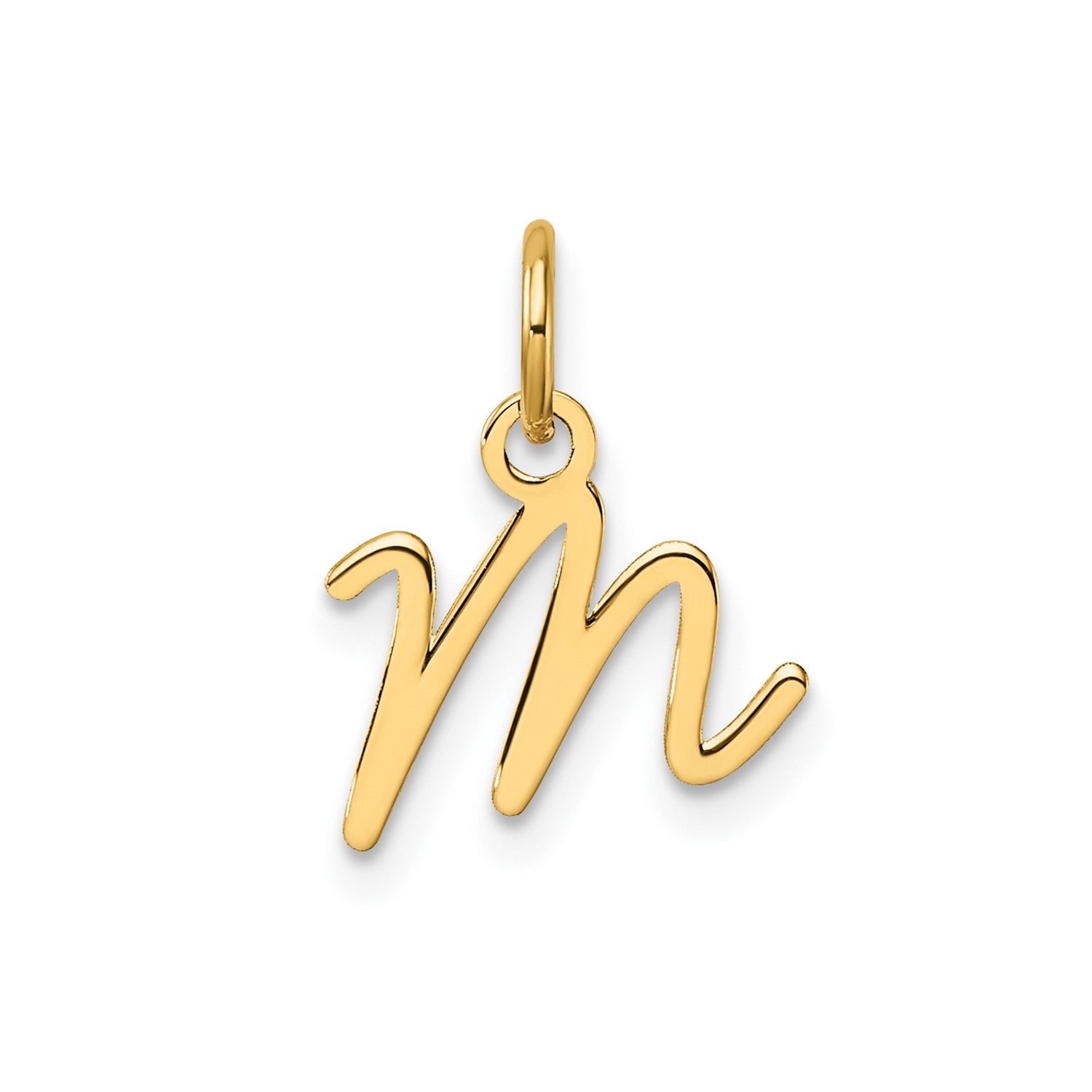 14k Yellow Gold Script Initial Charm Pendant, 14mm fine designer jewelry for men and women