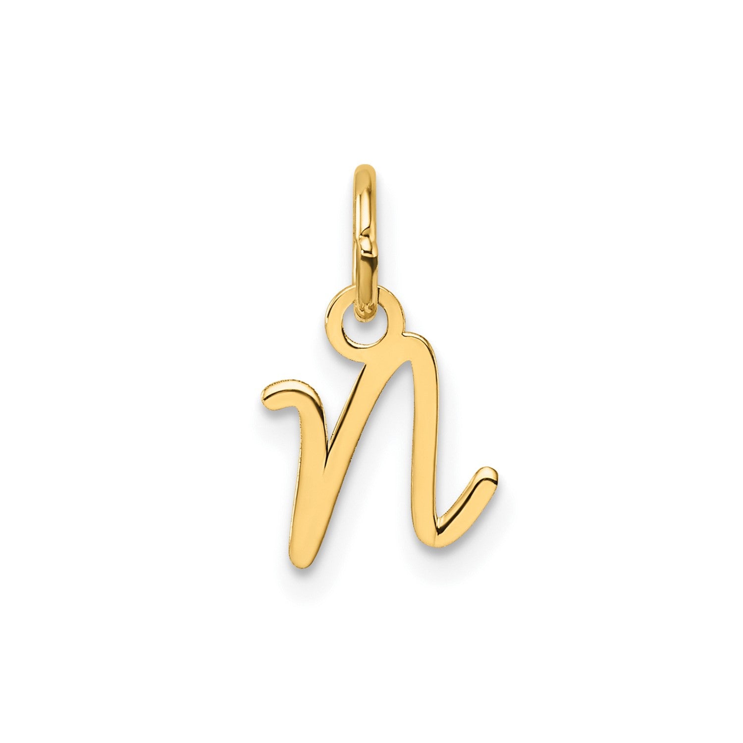 14k Yellow Gold Script Initial Charm Pendant, 14mm fine designer jewelry for men and women