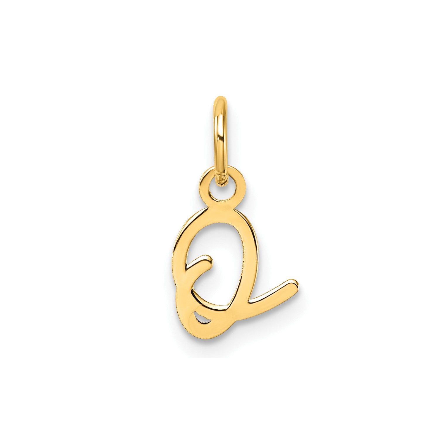 14k Yellow Gold Script Initial Charm Pendant, 14mm fine designer jewelry for men and women